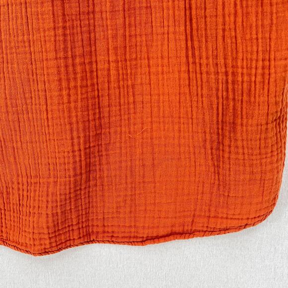 XIRENA Atlee Shirt Womens Small Deep Amber Orange Long Sleeve Button Up Gauze - Picture 13 of 16